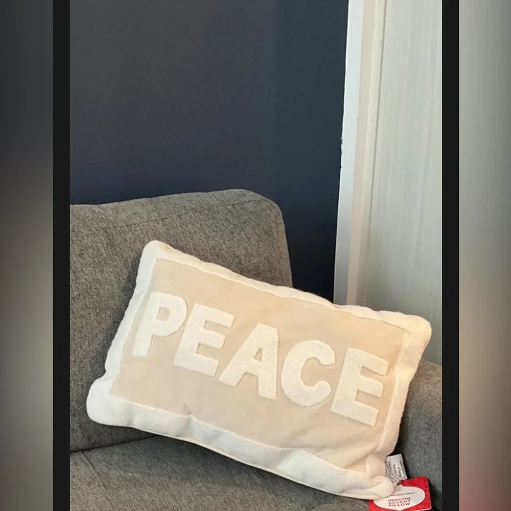 Member’s Mark Indoor Accent Pillow “PEACE” for Decoration Christmas 22”x14”